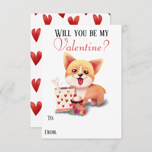 Niedliche Corgi Welppy ist meine Valentine Valenti Einladung (Vorne/Hinten)