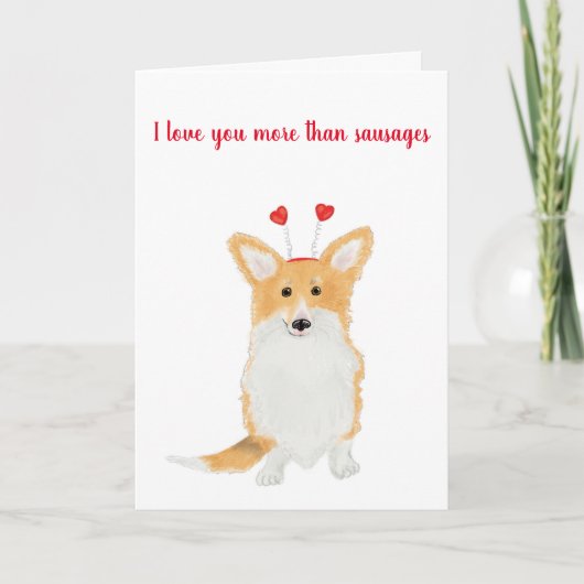 Niedliche Corgi-Würstchen Valentinkarte Karte (Vorderseite)