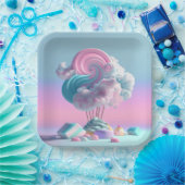 Niedliche Cotton Candy Clouds Papierplatte Pappteller (Party)