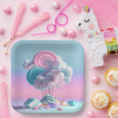Niedliche Cotton Candy Clouds Papierplatte Pappteller (Party)