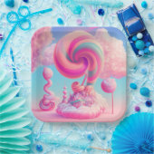Niedliche Cotton Candy Clouds Papierplatte Pappteller (Party)