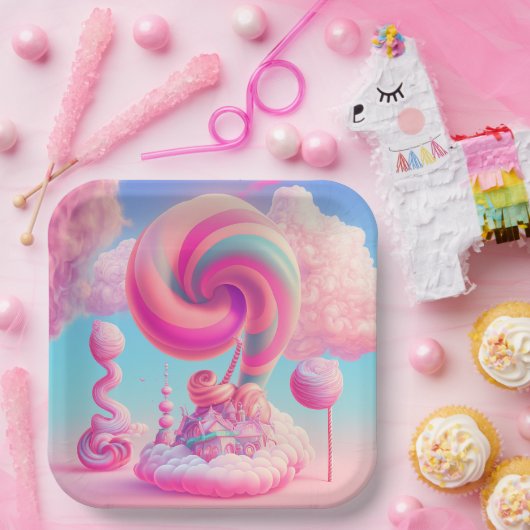 Niedliche Cotton Candy Clouds Papierplatte Pappteller (Party)