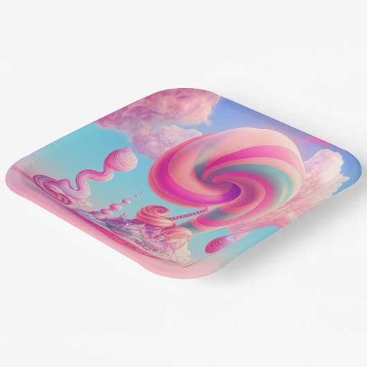 Niedliche Cotton Candy Clouds Papierplatte Pappteller (Gewinkelt)