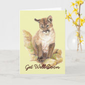 Niedliche Cougar Cub wird bald besser, um sich anz Karte (Gelbe Blume)