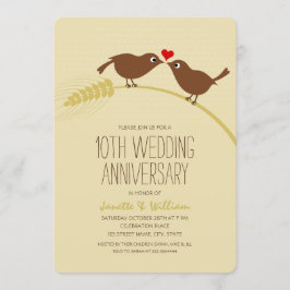 Niedliche Country Love Birds 10. Hochzeitstag Einladung