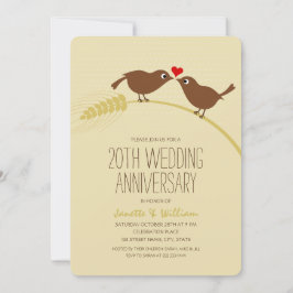 Niedliche Country Love Birds 20. Hochzeitstag Einladung