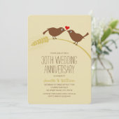 Niedliche Country Love Birds 30. Hochzeitstag Einladung (Stehend Vorderseite)