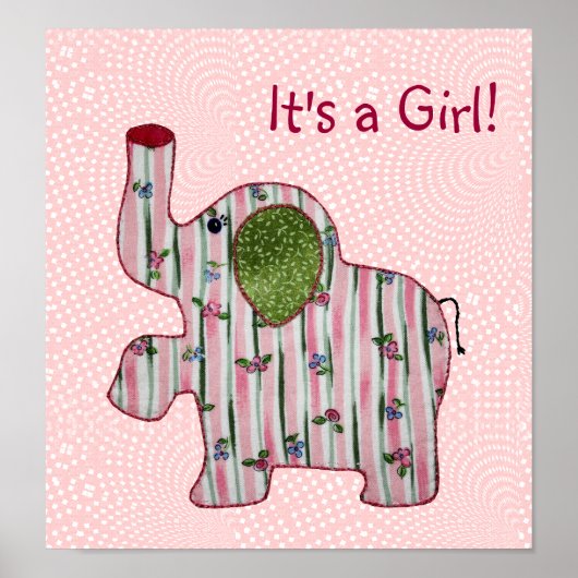 Niedliche Country Style Pink Elephant Baby Girl Poster (Vorne)