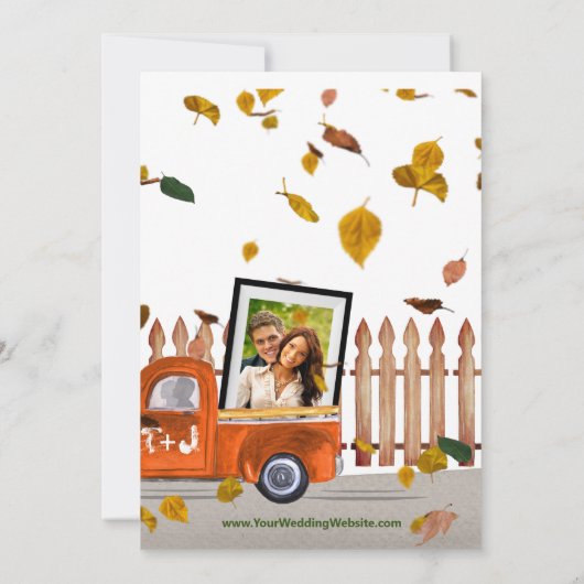 Niedliche Coupé Dusche Fall in Liebe Foto Bridal Einladung (Rückseite)