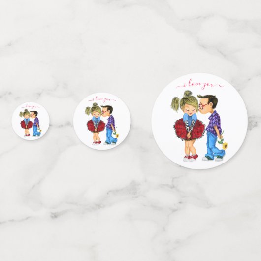 Niedliche Couple Confetti - I Liebe You - Benutzer Konfetti (Vorderseiten)