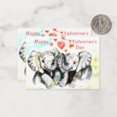 Niedliche Couple Elephant Romantic Valentine Day C Mitteilungskarte (Vorderseite/Rückseite Beispiel)