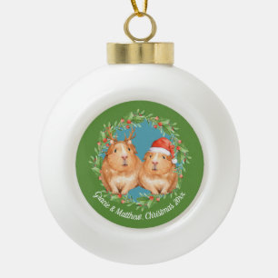 Niedliche Couple Guinea Weihnachtsfeier Keramik Kugel-Ornament