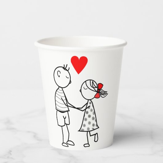 Niedliche Couple Paper Cups Pappbecher (Vorderseite)