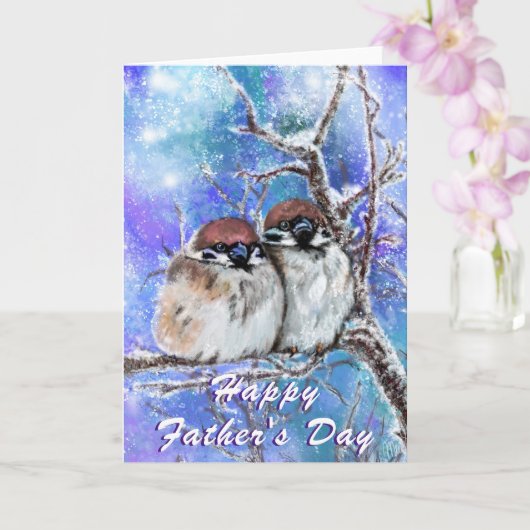 Niedliche Couple Sparrows Vatertag Card Karte (Orchidee)
