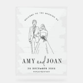 Niedliche Couple White Minimalistisch Wedding Acrylschild (Vorderseite)