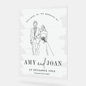 Niedliche Couple White Minimalistisch Wedding Acrylschild (Winkel)