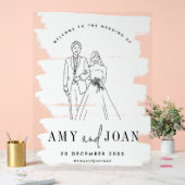 Niedliche Couple White Minimalistisch Wedding Acrylschild (Hochzeit)