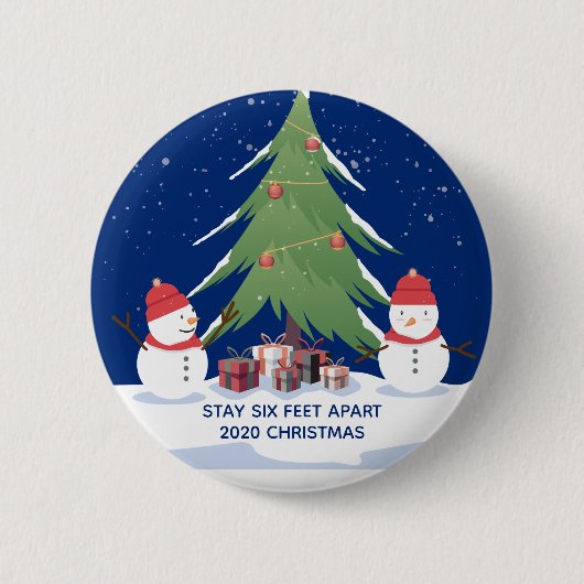 Niedliche Covid Weihnachtsschneemänner Bleibe 6 Me Button (Vorderseite)
