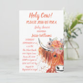 Niedliche Cow Boho Country Baby Western Floral Einladung (Stehend Vorderseite)