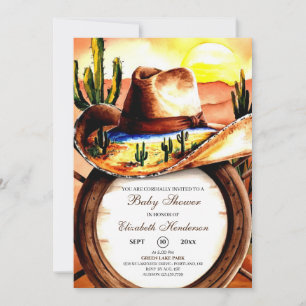 Niedliche Cowboy Babydusche Einladung