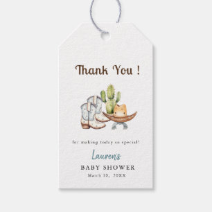 Niedliche Cowboy Boho Baby Dusche Danke Geschenkanhänger