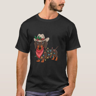 Niedliche Cowboy-Dackel Dog Bandana Christma T-Shirt