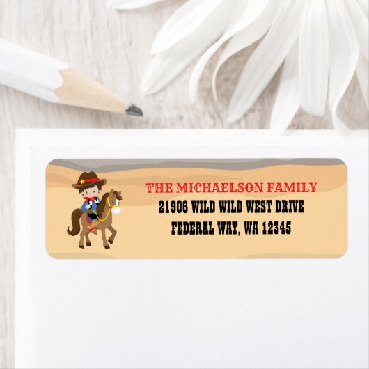 Niedliche Cowboy-Rücksendeadresse (Insitu)