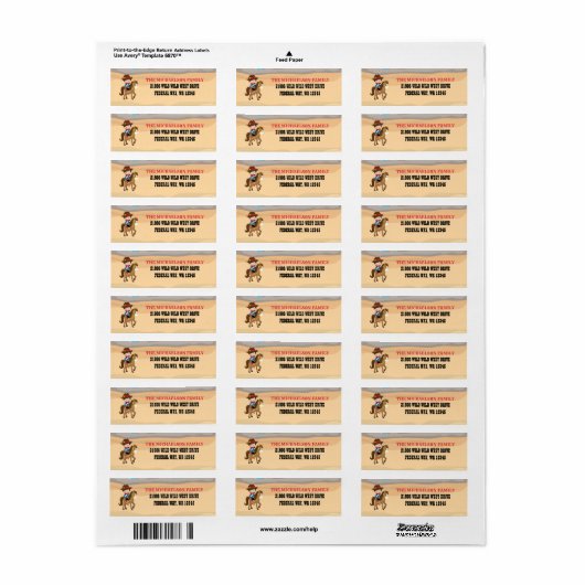 Niedliche Cowboy-Rücksendeadresse (Vorne)