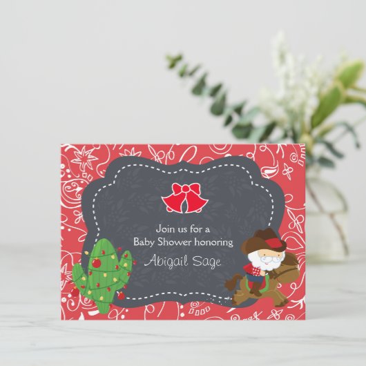 Niedliche Cowboy Santa and Horse Holiday Kinderdus Einladung (Stehend Vorderseite)