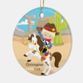 Niedliche Cowboy-zu Pferde Keramik Ornament (Links)