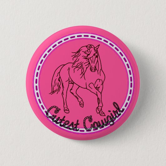 Niedliche Cowgirl Button (Vorderseite)