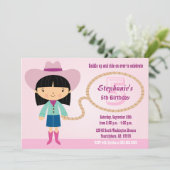 Niedliche Cowgirl-Lasso-Geburtstagsparty einladen Einladung (Stehend Vorderseite)