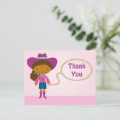 Niedliche Cowgirl Lasso Girl's danke Postcard Postkarte (Stehend Vorderseite)