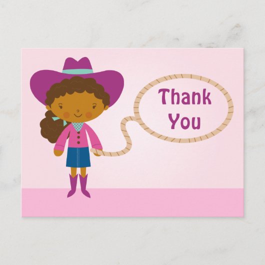 Niedliche Cowgirl Lasso Girl's danke Postcard Postkarte (Vorderseite)