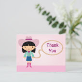 Niedliche Cowgirl Lasso Girl's danke Postcard Postkarte (Stehend Vorderseite)