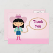 Niedliche Cowgirl Lasso Girl's danke Postcard Postkarte (Vorne/Hinten)