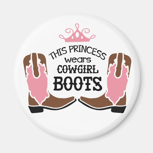 Niedliche Cowgirl Prinzessin Cowboy Boots Pferd We Magnet (Vorne)