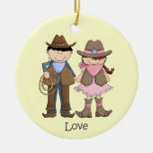 Niedliche Cowgirl und Cowboy Liebe Ornament (Vorne)