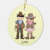 Niedliche Cowgirl und Cowboy Liebe Ornament (Links)