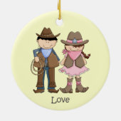 Niedliche Cowgirl und Cowboy Liebe Ornament (Hinten)
