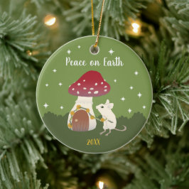 Niedliche Cowingcore-Maus Red Mushroom Toadstool Z Keramik Ornament