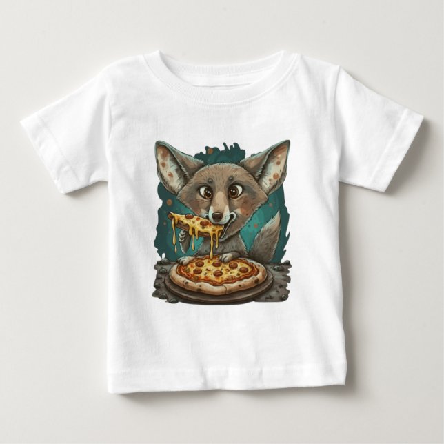 Niedliche Coyote-Pizza Baby T-shirt (Vorderseite)