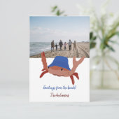 Niedliche Crab Personalisiert Beach Foto Card Karte (Stehend Vorderseite)