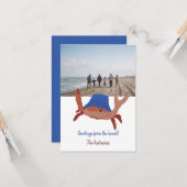 Niedliche Crab Personalisiert Beach Foto Card Karte (Vorderseite/Rückseite Beispiel)