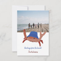 Niedliche Crab Personalisiert Beach Foto Card