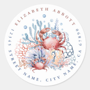 Niedliche Crab Round Address Stickers
