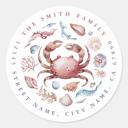 Niedliche Crab Round Stickers (Vorderseite)