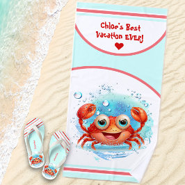 Niedliche Crab Sommerferien Name Girl Strandtuch