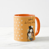 Niedliche Crazy Cat Lady Illustration mit Name Fun Tasse (VorderseiteRechts)