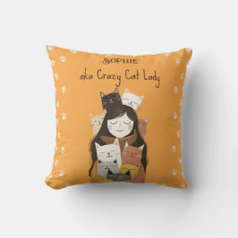 Niedliche Crazy Cat Lady Illustration mit Name Yel Kissen
